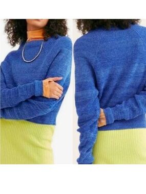 Free People "Too Good" Mock Neck Sweater in Blue Size XS